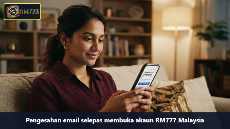 Pengesahan email selepas membuka akaun RM777 Malaysia