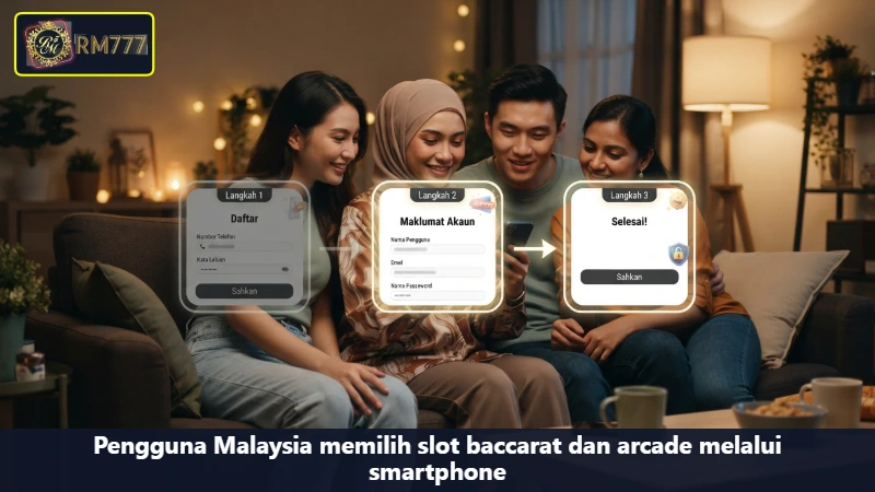 Pengguna Malaysia memilih slot baccarat dan arcade melalui smartphone