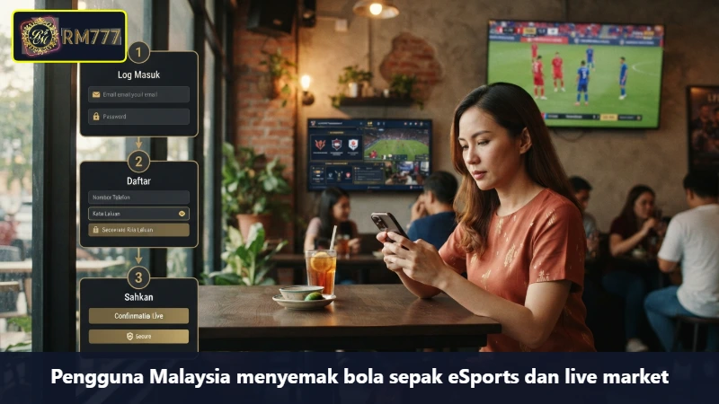 Pengguna Malaysia menyemak bola sepak eSports dan live market