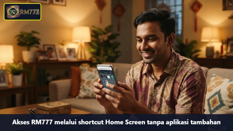 Akses RM777 melalui shortcut Home Screen tanpa aplikasi tambahan