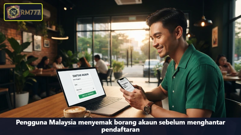 Pengguna Malaysia menyemak borang akaun sebelum menghantar pendaftaran
